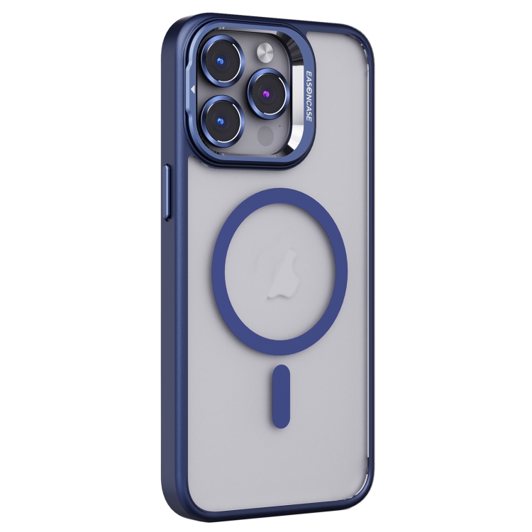 

For iPhone 15 Pro Invisible Lens Holder PC + TPU Frosted MagSafe Phone Case(Dark Blue)