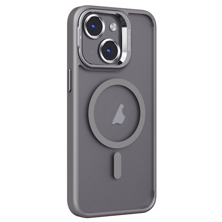 

For iPhone 14 Invisible Lens Holder PC + TPU Frosted MagSafe Phone Case(Gray)