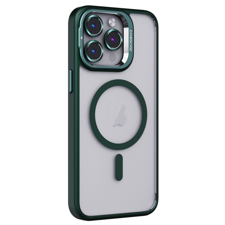 

For iPhone 14 Pro Invisible Lens Holder PC + TPU Frosted MagSafe Phone Case(Green)