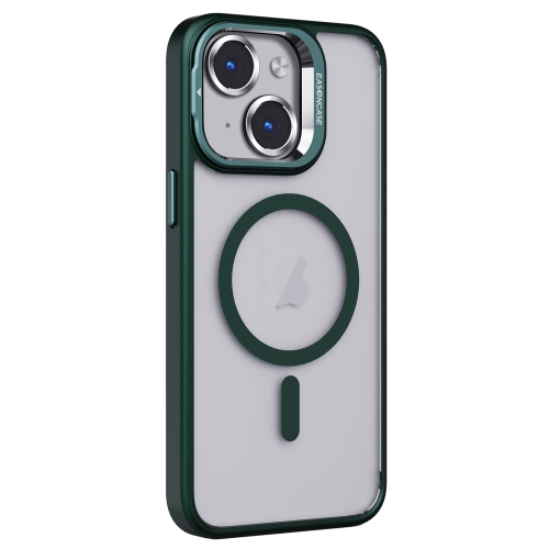 

For iPhone 13 Invisible Lens Holder PC + TPU Frosted MagSafe Phone Case(Green)