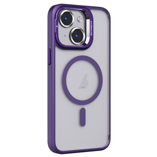 

For iPhone 13 Invisible Lens Holder PC + TPU Frosted MagSafe Phone Case(Purple)