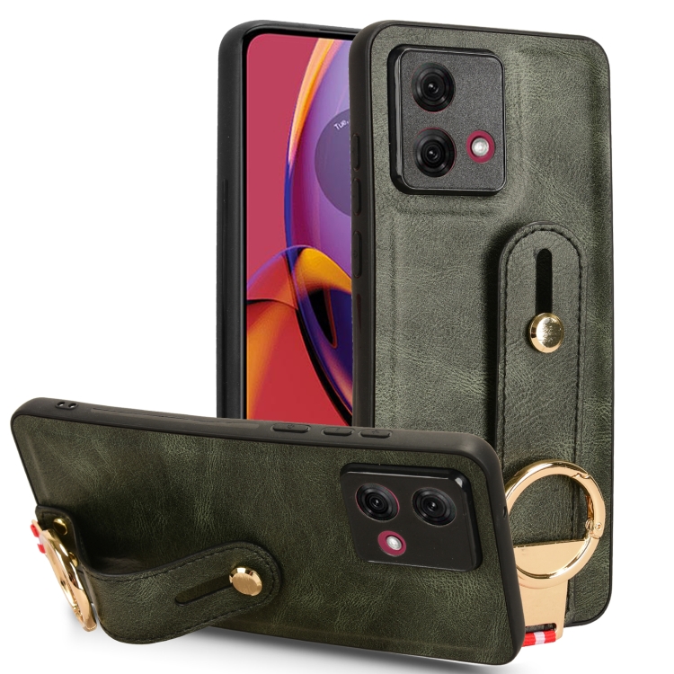 

For Motorola Moto G84 5G Wristband Leather Back Phone Case(Green)