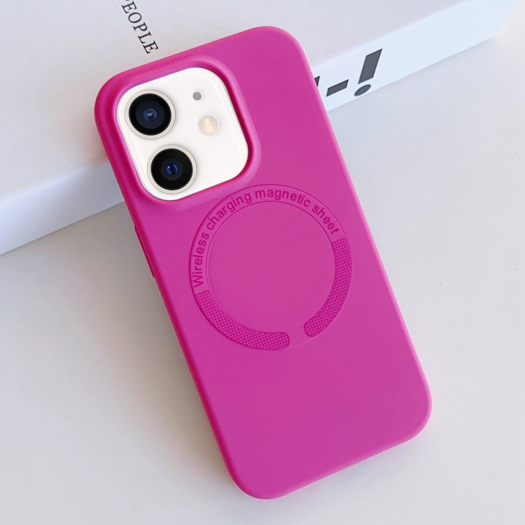 

For iPhone 12 MagSafe Magnetic Liquid Silicone Phone Case(Rose Red)
