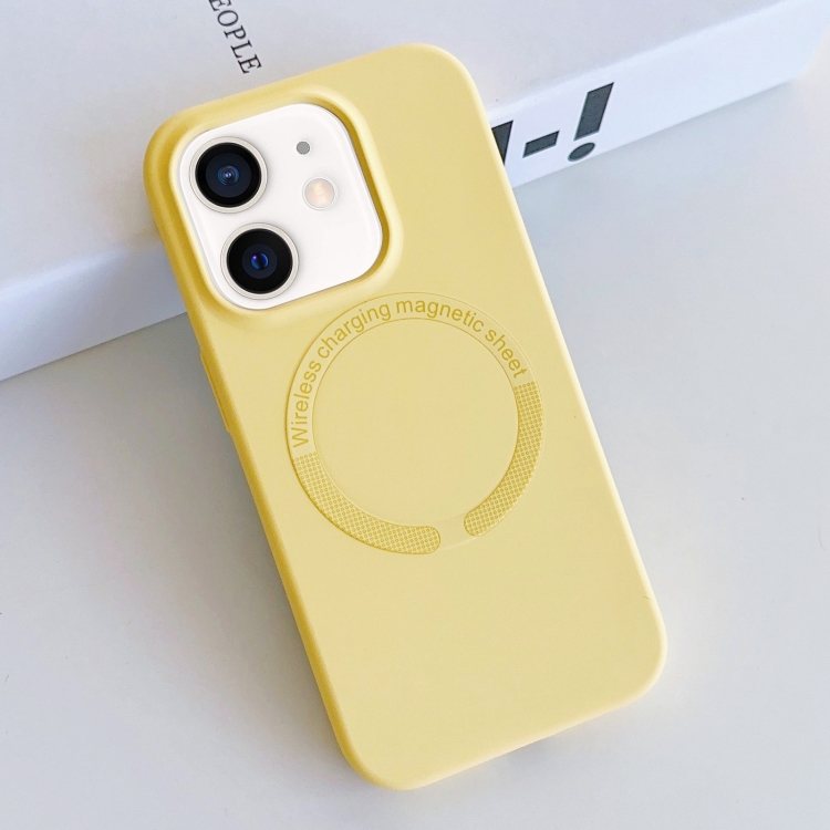 

For iPhone 12 MagSafe Magnetic Liquid Silicone Phone Case(Yellow)