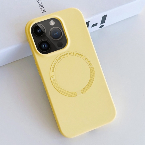 

For iPhone 12 Pro Max MagSafe Magnetic Liquid Silicone Phone Case(Yellow)