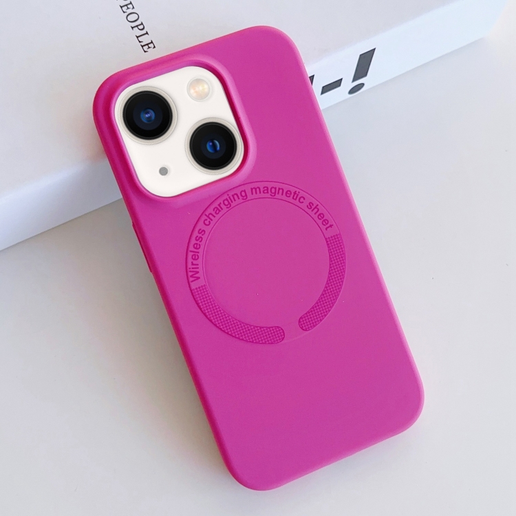 

For iPhone 14 MagSafe Magnetic Liquid Silicone Phone Case(Rose Red)
