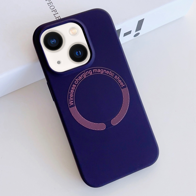 

For iPhone 14 Plus MagSafe Magnetic Liquid Silicone Phone Case(Dark Purple)