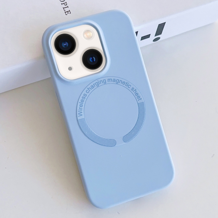 

For iPhone 14 Plus MagSafe Magnetic Liquid Silicone Phone Case(Light Blue)