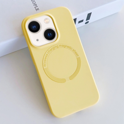 

For iPhone 14 Plus MagSafe Magnetic Liquid Silicone Phone Case(Yellow)