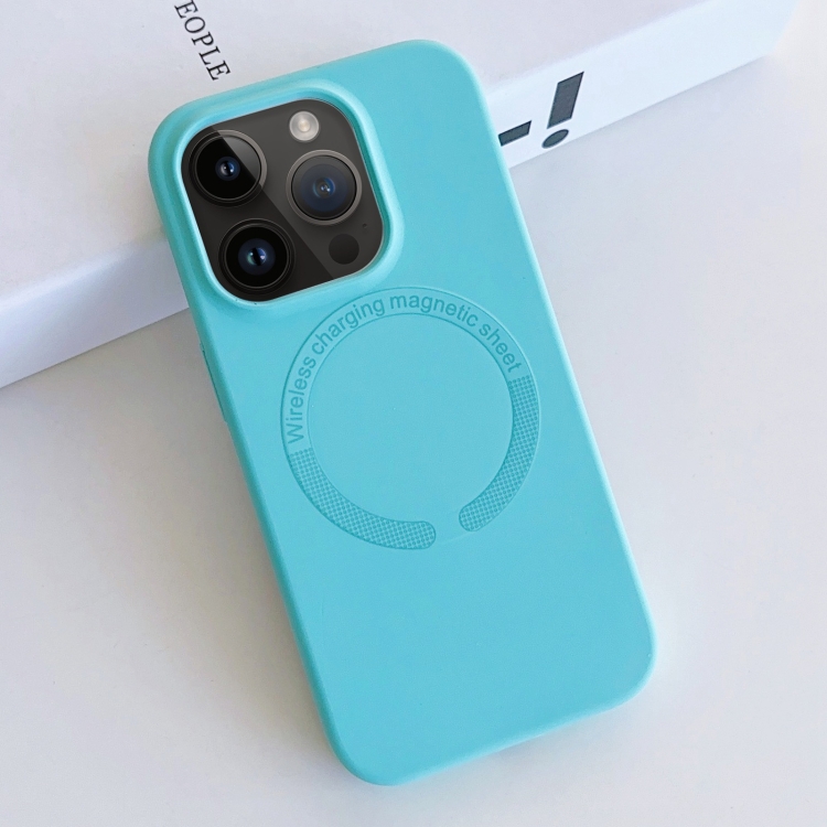 

For iPhone 14 Pro Max MagSafe Magnetic Liquid Silicone Phone Case(Lake Blue)