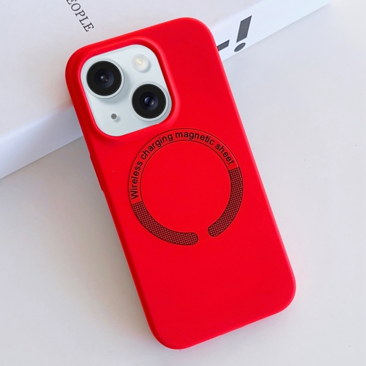 

For iPhone 15 Plus MagSafe Magnetic Liquid Silicone Phone Case(Red)