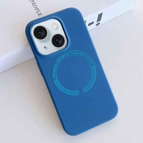 

For iPhone 15 Plus MagSafe Magnetic Liquid Silicone Phone Case(Sea Blue)