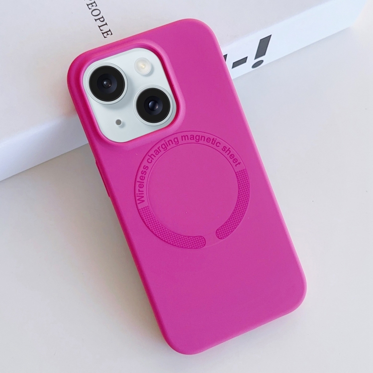 

For iPhone 15 Plus MagSafe Magnetic Liquid Silicone Phone Case(Rose Red)
