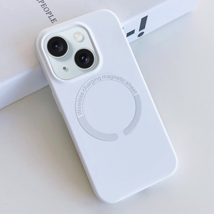 

For iPhone 15 Plus MagSafe Magnetic Liquid Silicone Phone Case(White)