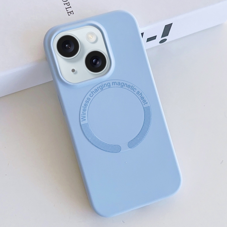 

For iPhone 15 Plus MagSafe Magnetic Liquid Silicone Phone Case(Light Blue)