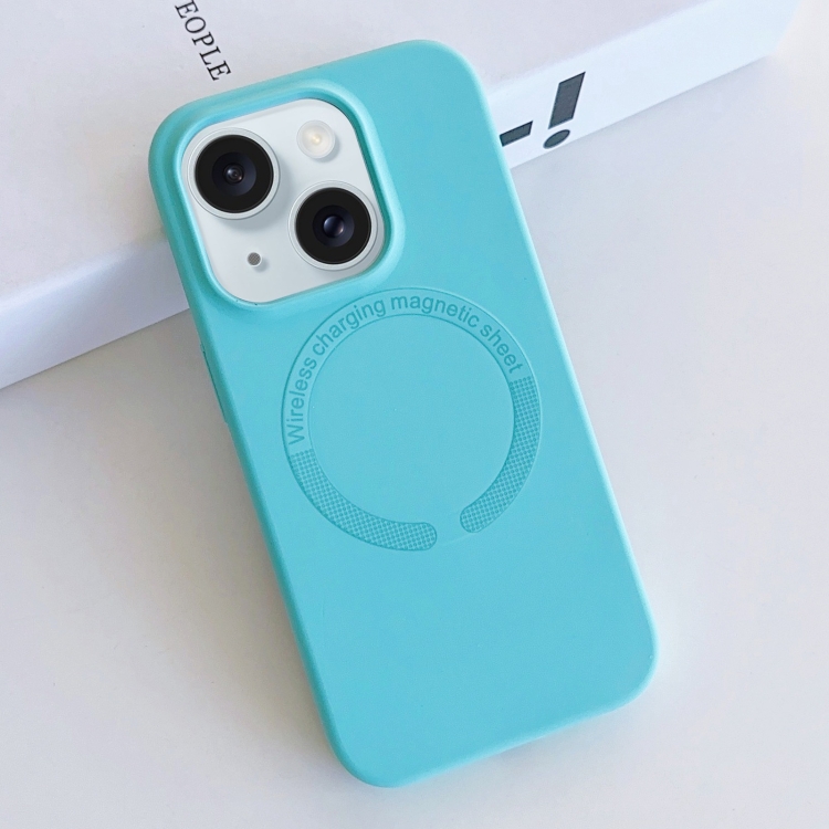 

For iPhone 15 Plus MagSafe Magnetic Liquid Silicone Phone Case(Lake Blue)
