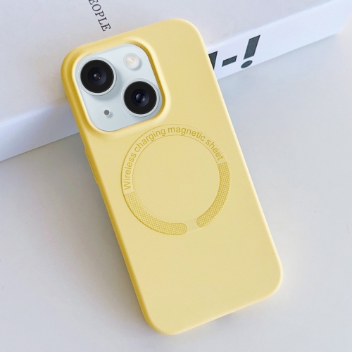 

For iPhone 15 Plus MagSafe Magnetic Liquid Silicone Phone Case(Yellow)