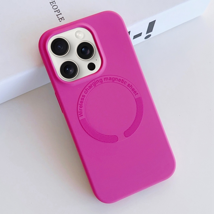 

For iPhone 15 Pro MagSafe Magnetic Liquid Silicone Phone Case(Rose Red)