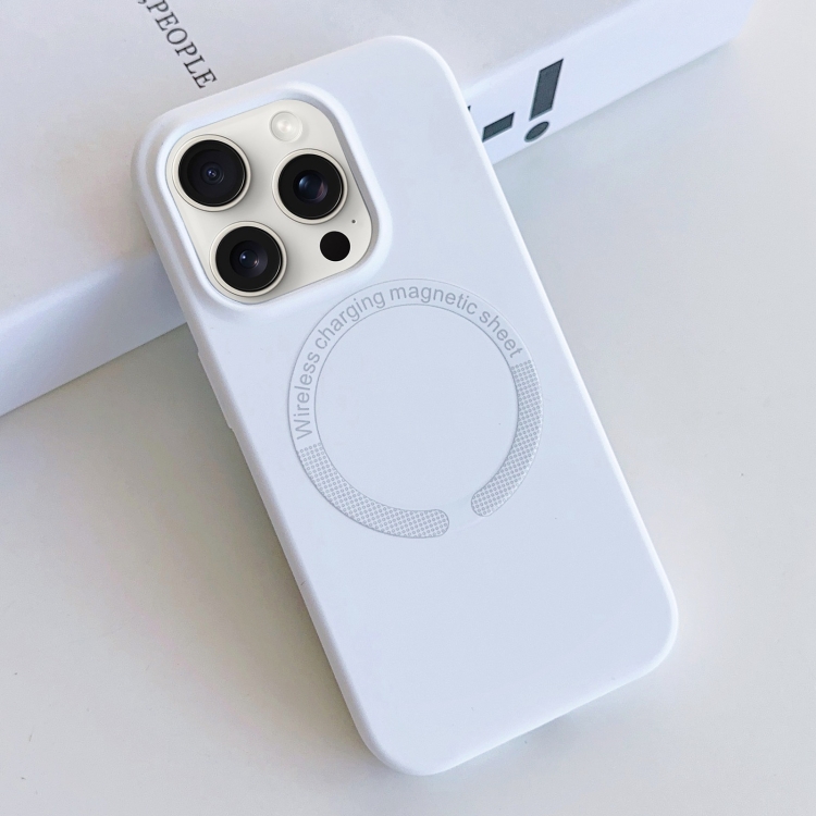 

For iPhone 15 Pro MagSafe Magnetic Liquid Silicone Phone Case(White)
