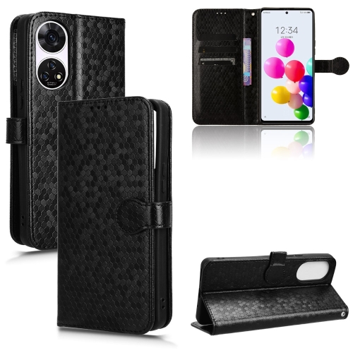 For ZTE Anshin Family A303ZT JP Version Honeycomb Dot Texture Leather Phone Case(Black) for realme c67 5g global 11 5g taiwan version 7 petal flowers embossing leather phone case red