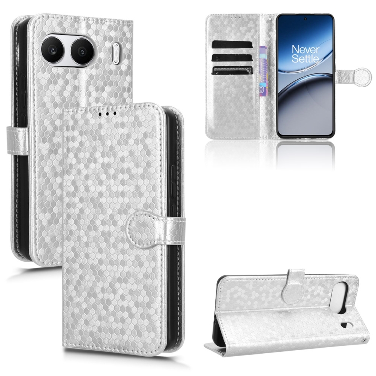 

For OnePlus Nord 4 5G Honeycomb Dot Texture Leather Phone Case(Silver)
