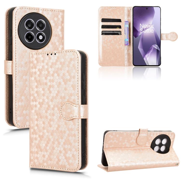 

For OnePlus Ace 5 / Ace 5 Pro Honeycomb Dot Texture Leather Phone Case(Gold)