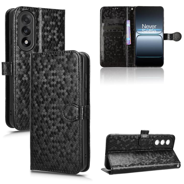 

For OnePlus Ace 5 Ultra / Nord 5 Honeycomb Dot Texture Leather Phone Case(Black)