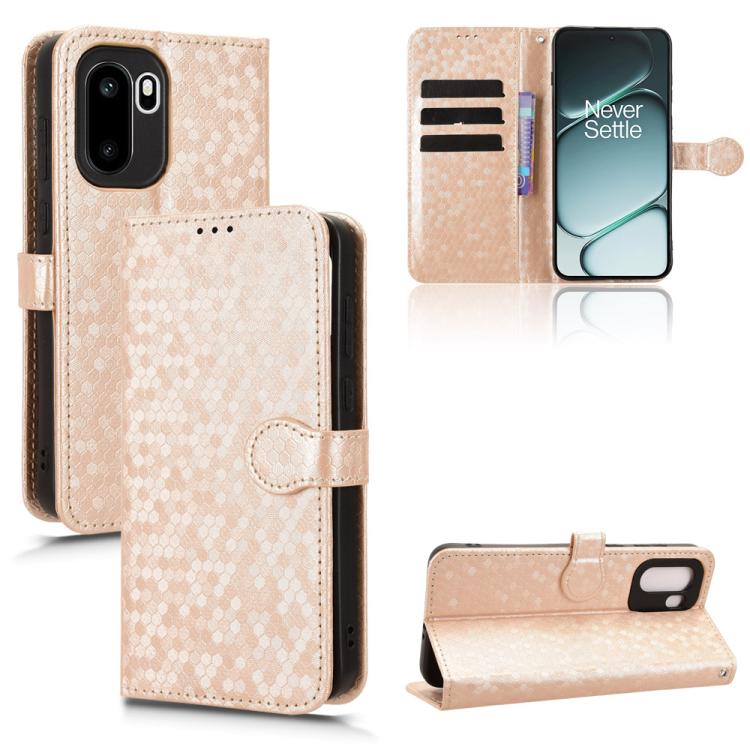 

For OnePlus Ace 6 / 15R Honeycomb Dot Texture Leather Phone Case(Gold)