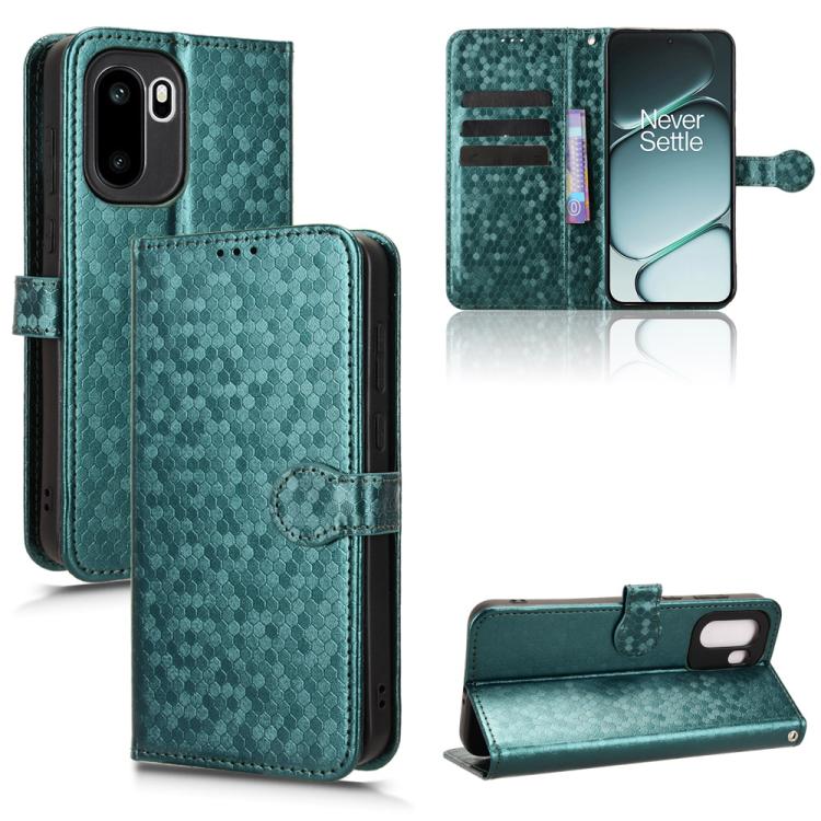 

For OnePlus Ace 6 / 15R Honeycomb Dot Texture Leather Phone Case(Green)