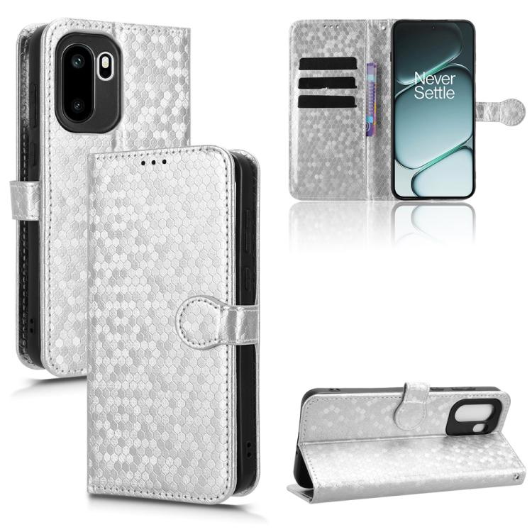 

For OnePlus Ace 6 / 15R Honeycomb Dot Texture Leather Phone Case(Silver)