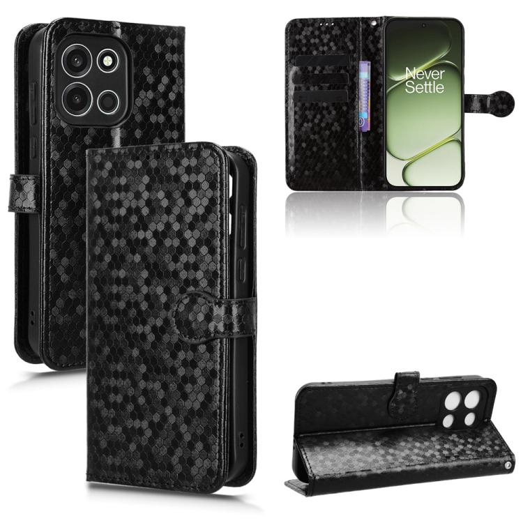 

For OnePlus Turbo 6 / Nord 6 5G Honeycomb Dot Texture Leather Phone Case(Black)