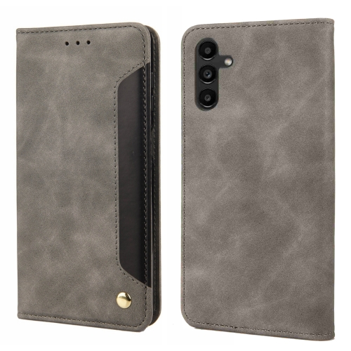 

For Samsung Galaxy A55 Skin Feel Splicing Leather Phone Case(Grey)
