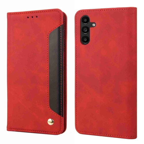 

For Samsung Galaxy A55 Skin Feel Splicing Leather Phone Case(Red)