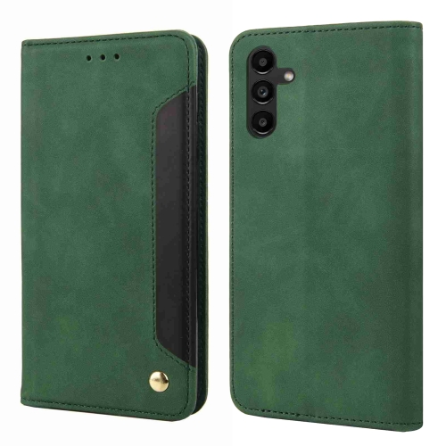 

For Samsung Galaxy S24 5G Skin Feel Splicing Leather Phone Case(Green)