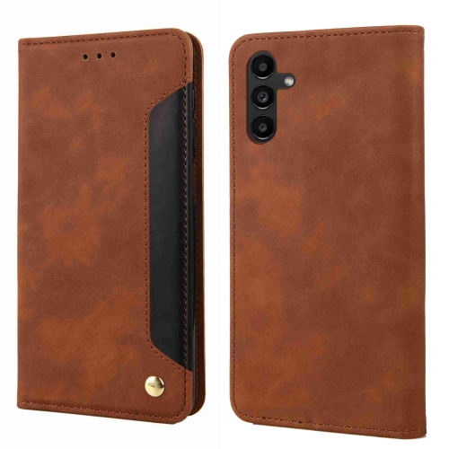 

For Samsung Galaxy S24 5G Skin Feel Splicing Leather Phone Case(Brown)