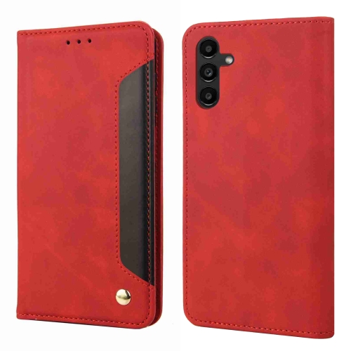 

For Samsung Galaxy S24 5G Skin Feel Splicing Leather Phone Case(Red)