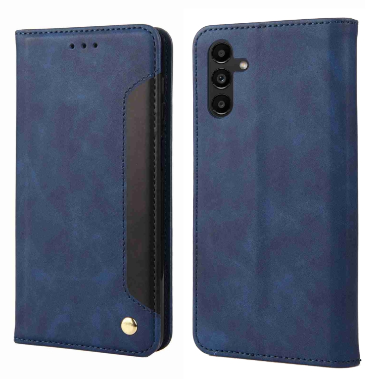 

For Samsung Galaxy S24+ 5G Skin Feel Splicing Leather Phone Case(Blue)