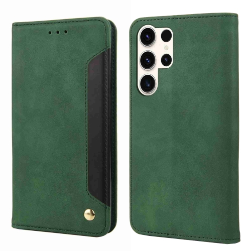 

For Samsung Galaxy S24 Ultra 5G Skin Feel Splicing Leather Phone Case(Green)