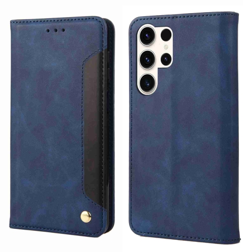 

For Samsung Galaxy S24 Ultra 5G Skin Feel Splicing Leather Phone Case(Blue)