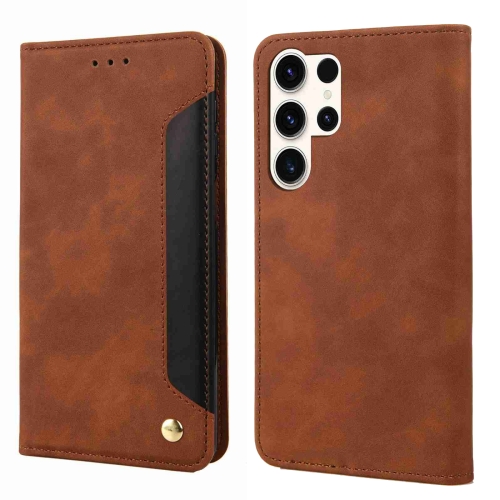 

For Samsung Galaxy S24 Ultra 5G Skin Feel Splicing Leather Phone Case(Brown)
