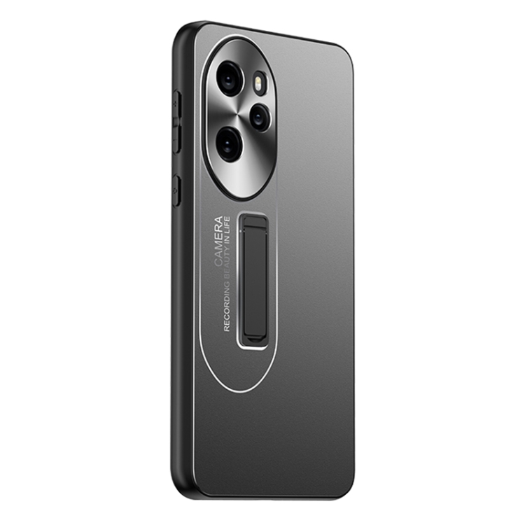 

For Honor 100 Pro Frosted Metal Hybrid TPU Holder Phone Case(Black)