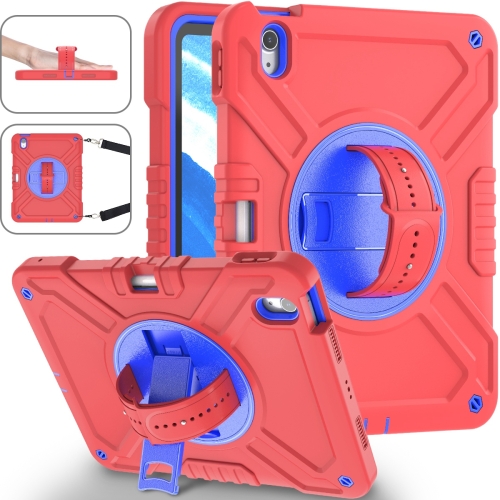 

For iPad Air 11 2024 X Rotation PC Hybrid Silicone Tablet Case with Strap(Red Blue)