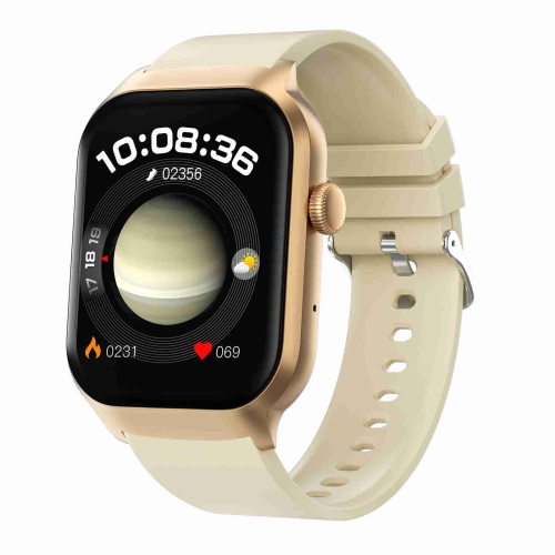 

2.01 inch Silicone Strap Bluetooth Call Smart Watch Support Heart Rate Monitoring / Non-invasive Blood Sugar(Light Yellow)
