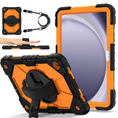 

For Samsung Galaxy Tab A9+ X216 Contrast Color Robot C2 Silicone Hybrid PC Tablet Case(Black Orange)