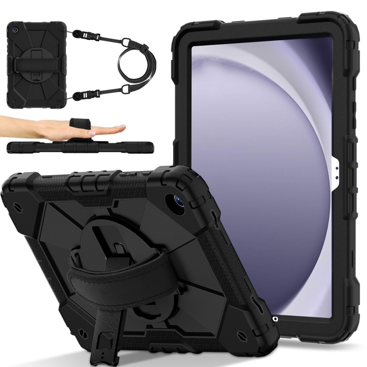 

For Samsung Galaxy Tab A9+ X216 Contrast Color Robot C2 Silicone Hybrid PC Tablet Case(Black)