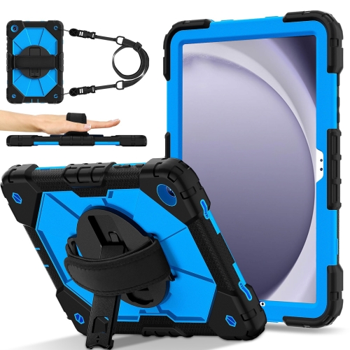 

For Samsung Galaxy Tab A9+ X216 Contrast Color Robot C2 Silicone Hybrid PC Tablet Case(Black Blue)