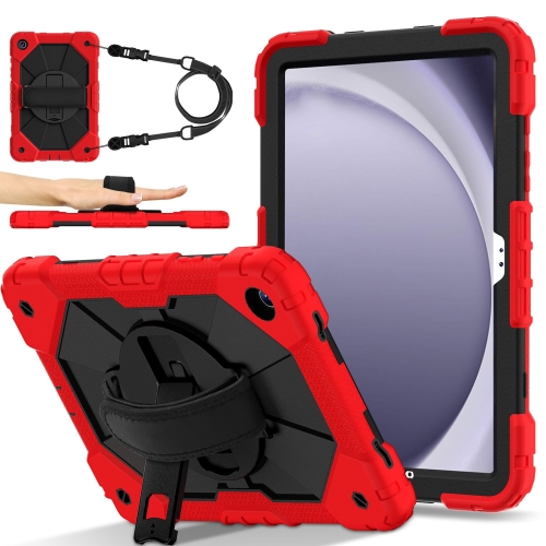 

For Samsung Galaxy Tab A9+ X216 Contrast Color Robot C2 Silicone Hybrid PC Tablet Case(Red Black)