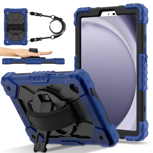 

For Samsung Galaxy Tab A9 X115 Contrast Color Robot C2 Silicone Hybrid PC Tablet Case(Navy Black)