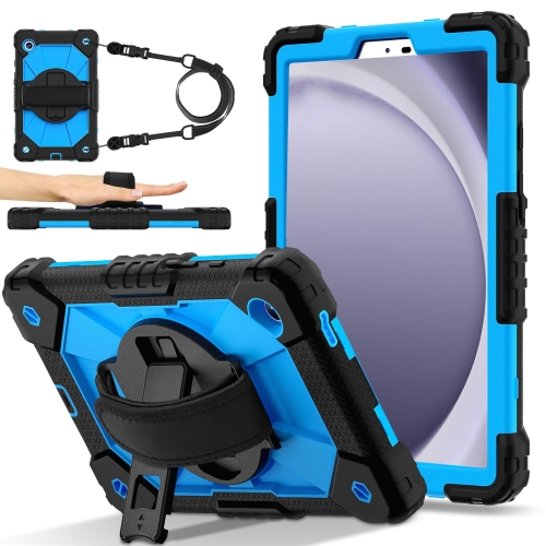 

For Samsung Galaxy Tab A9 X115 Contrast Color Robot C2 Silicone Hybrid PC Tablet Case(Black Blue)