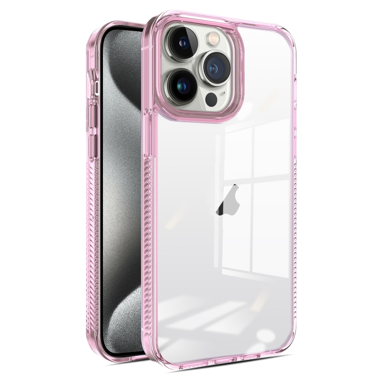 

For iPhone 15 Pro 2.5mm Anti-slip Clear Acrylic Hybrid TPU Phone Case(Pink)